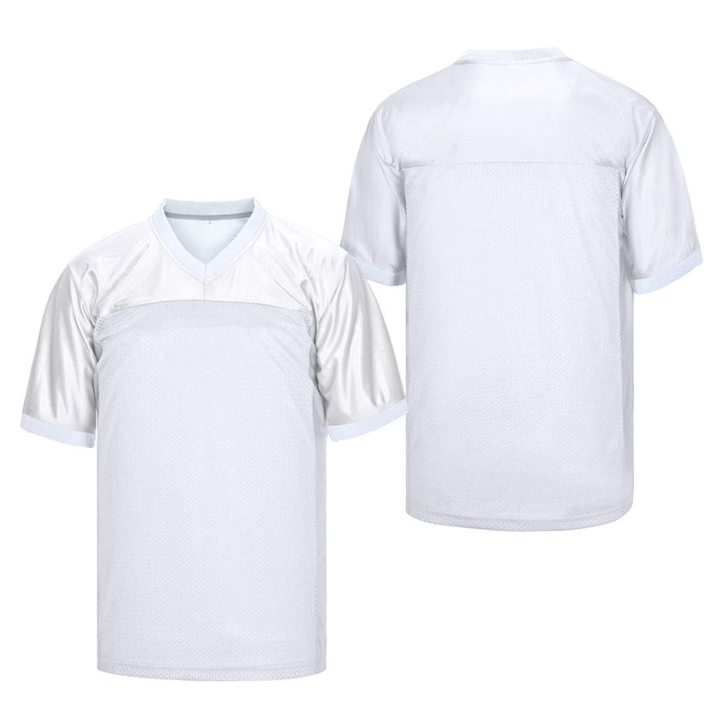 Plain white mesh soccer jersey shown from the front and the back